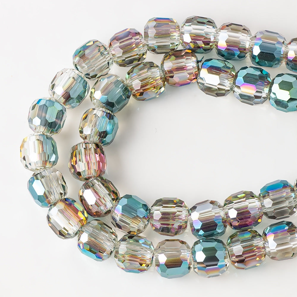 Faceted Glass Beads 8mm Plating Large Hole Mixed Colors 50pcs 18