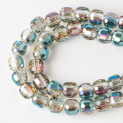 Faceted Glass Beads 8mm Plating Large Hole Mixed Colors 50pcs 18