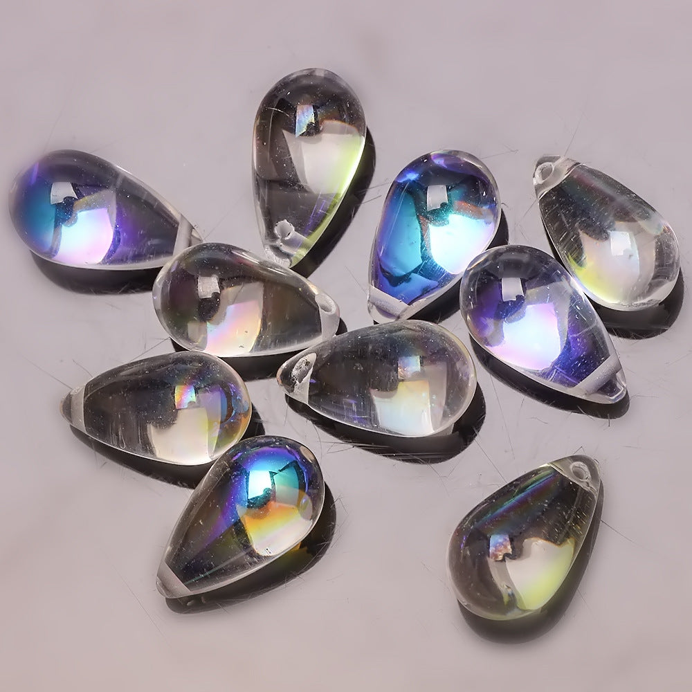 Czech Glass Beads Teardrop 15mm Clear Semi Transparent Mixed Colors 30pcs 16