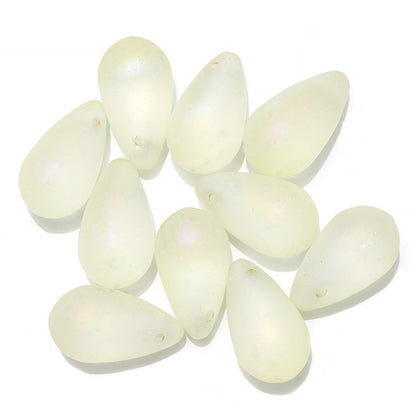 Czech Glass Beads Teardrop 15mm Clear Semi Transparent Mixed Colors 30pcs 21