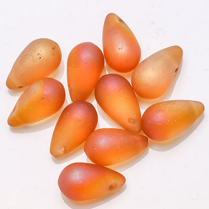 Czech Glass Beads Teardrop 15mm Clear Semi Transparent Mixed Colors 30pcs 18