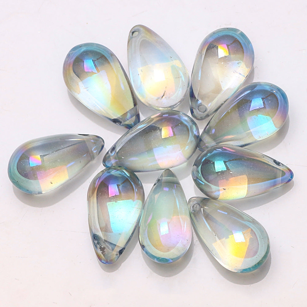 Czech Glass Beads Teardrop 15mm Clear Semi Transparent Mixed Colors 30pcs 3