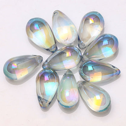 Czech Glass Beads Teardrop 15mm Clear Semi Transparent Mixed Colors 30pcs 3
