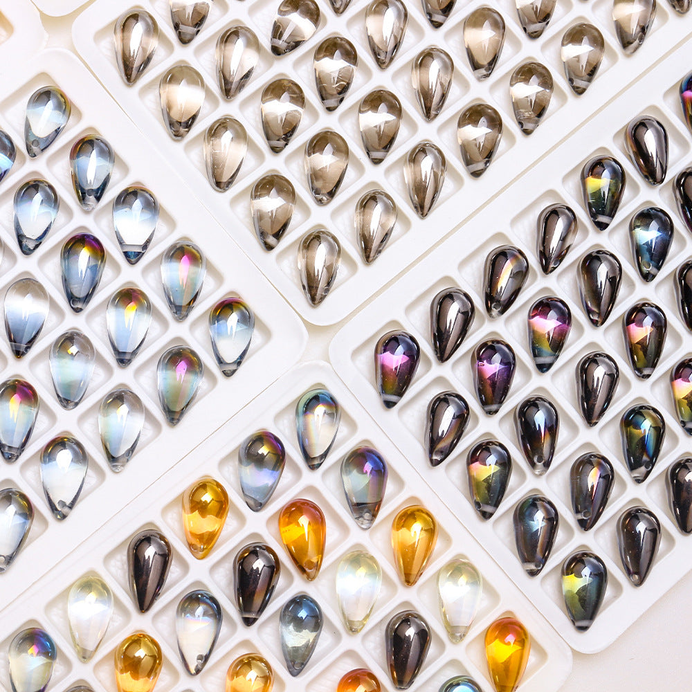 Czech Glass Beads Teardrop 15mm Clear Semi Transparent Mixed Colors 30pcs 2