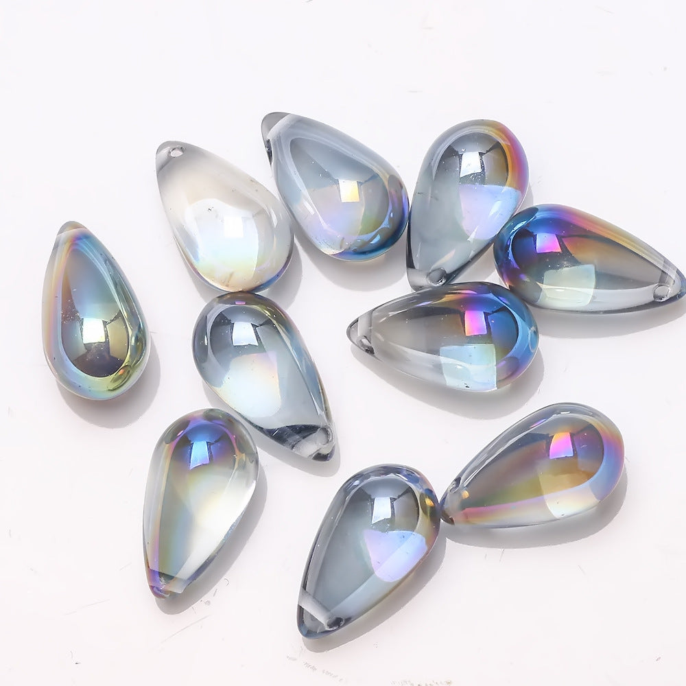 Czech Glass Beads Teardrop 15mm Clear Semi Transparent Mixed Colors 30pcs 9