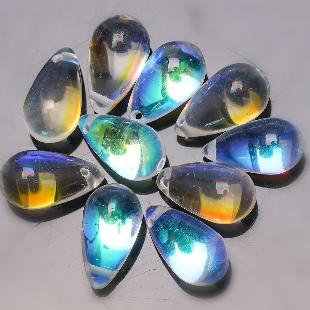 Czech Glass Beads Teardrop 15mm Clear Semi Transparent Mixed Colors 30pcs 13