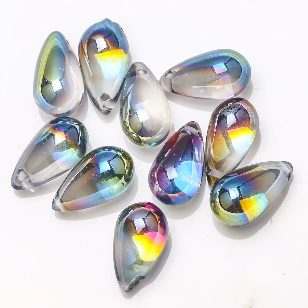Czech Glass Beads Teardrop 15mm Clear Semi Transparent Mixed Colors 30pcs 17