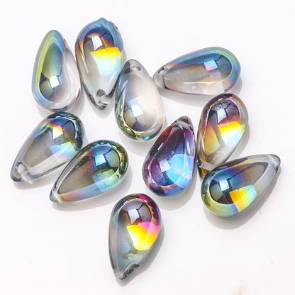 Czech Glass Beads Teardrop 15mm Clear Semi Transparent Mixed Colors 30pcs 17