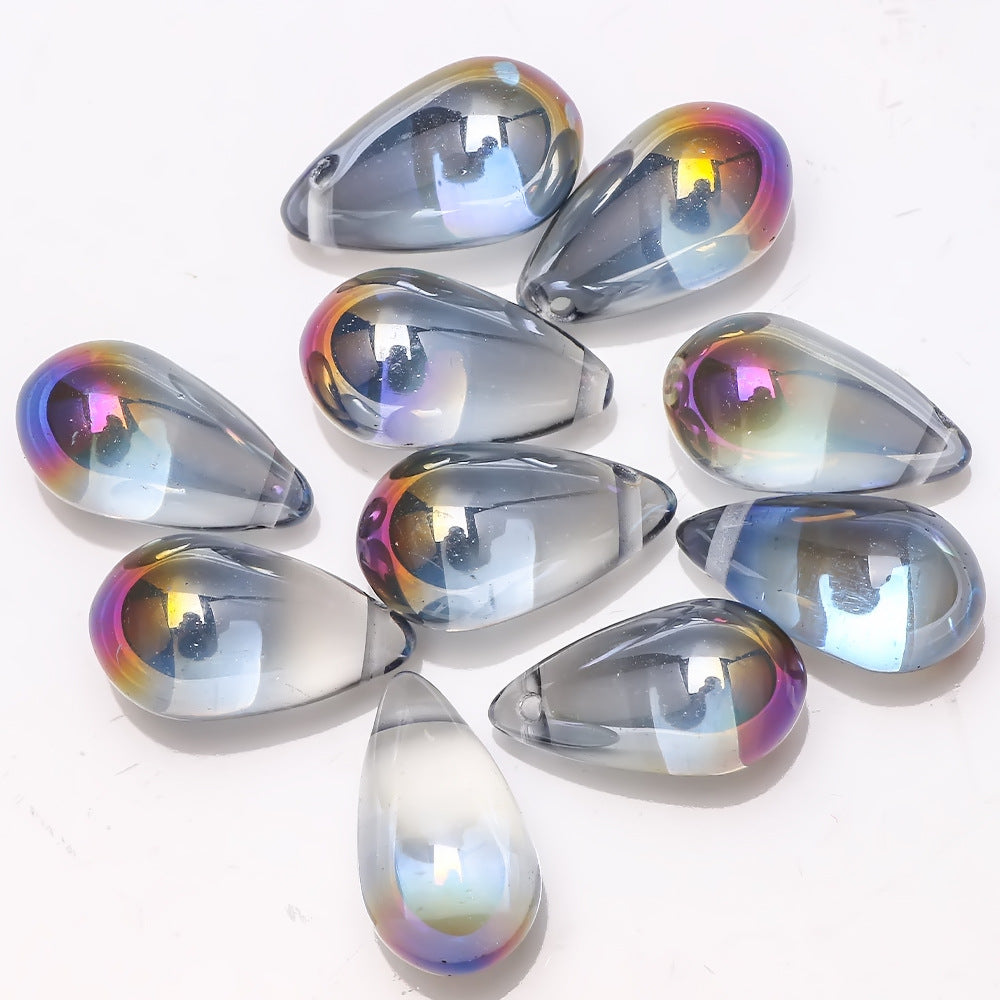 Czech Glass Beads Teardrop 15mm Clear Semi Transparent Mixed Colors 30pcs 10