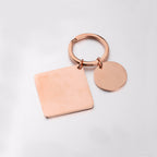 Stainless Steel Geometric Square and Round Keychain Silver Gold Rose Gold Black 3