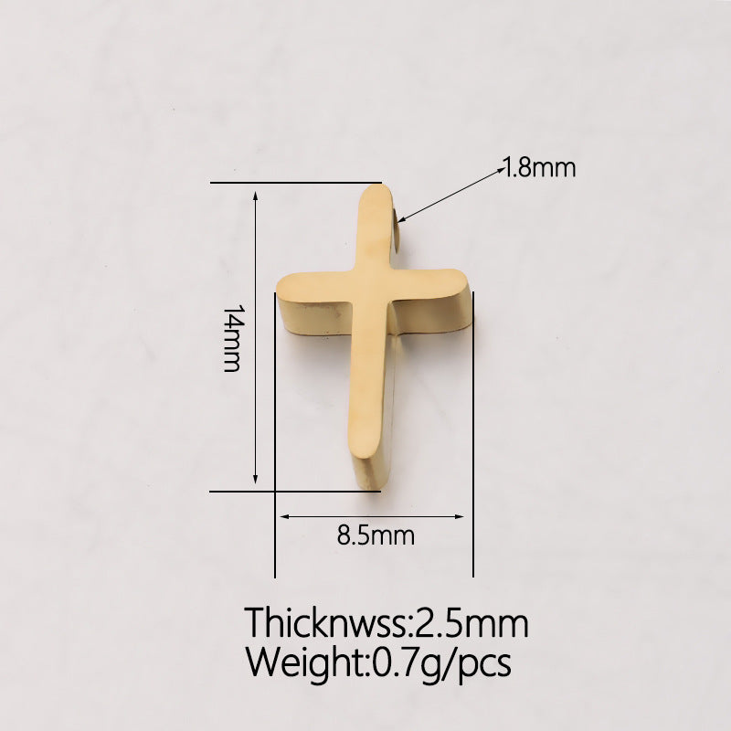 Stainless Steel Flat Cross Metal Beads 14mm Polished Mirror Surface 10pcs 5