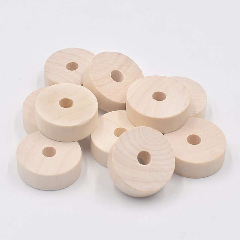 Wood Flat Spacer Beads 30mm Natural Wood Color 50pcs