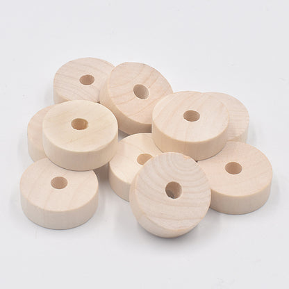 Wood Flat Spacer Beads 30mm Natural Wood Color 50pcs