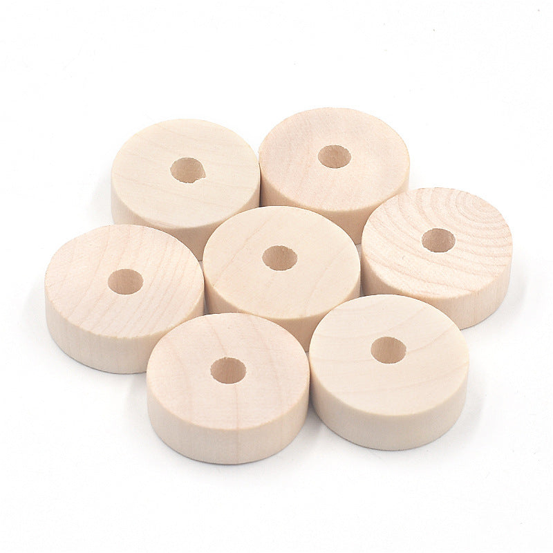 Wood Flat Spacer Beads 30mm Natural Wood Color 50pcs 5