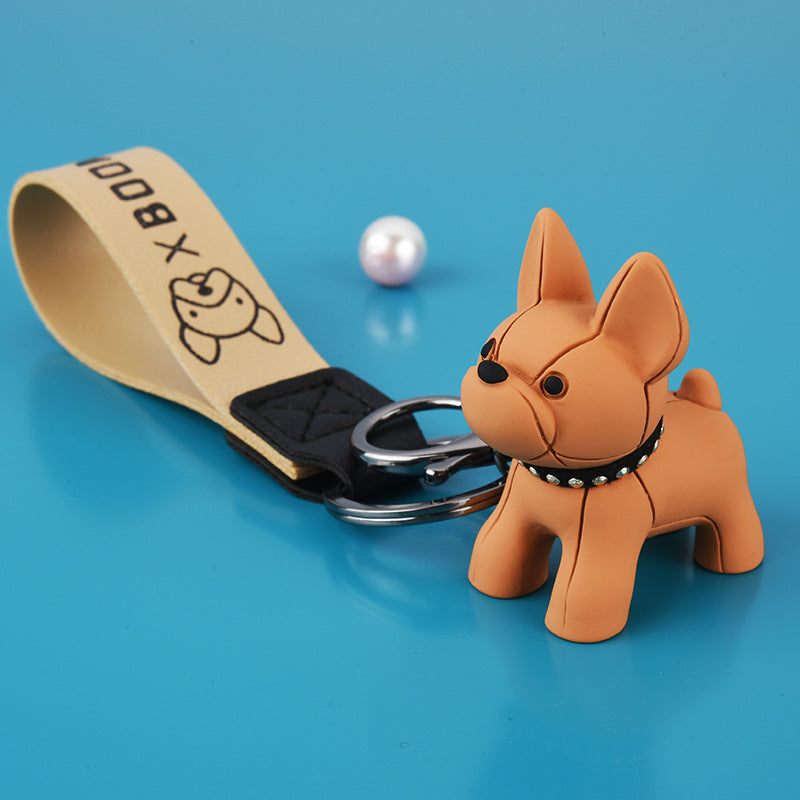 Colorful Resin Dog Keychain with Studded Collar Metal Charm 8