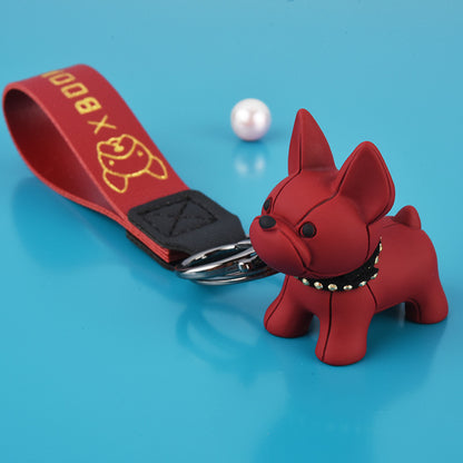 Colorful Resin Dog Keychain with Studded Collar Metal Charm 7