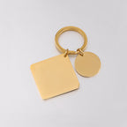 Stainless Steel Geometric Square and Round Keychain Silver Gold Rose Gold Black 4