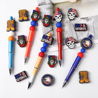 Silicone Focal Beads USA Veterans USA Skeleton Flag Front View 20Pcs 7