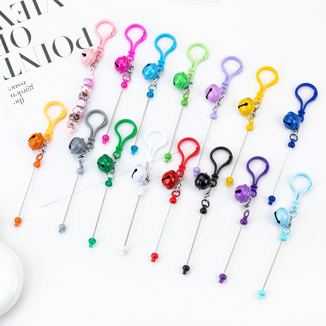 Beadable Bar Keychains With Bells