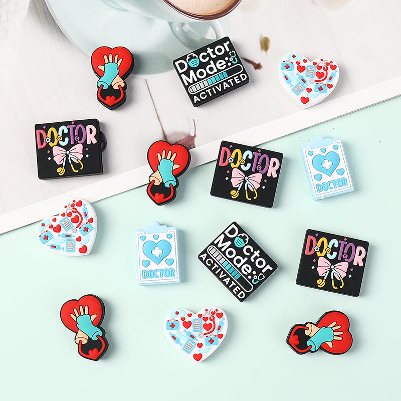 Silicone Focal Beads Doctor Medical Icons Bow Doctor 20pcs 7
