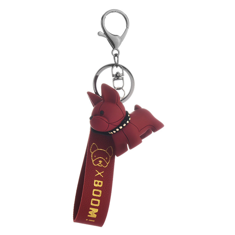 Colorful Resin Dog Keychain with Studded Collar Metal Charm 2