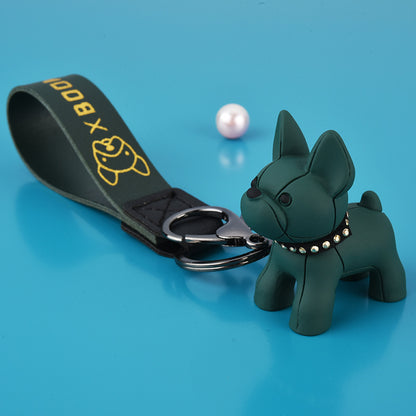 Colorful Resin Dog Keychain with Studded Collar Metal Charm 6