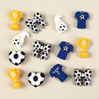 3D Football Theme Silicone Focal Beads Wholesale, Heart Trophy Jersey Bow White Gnome