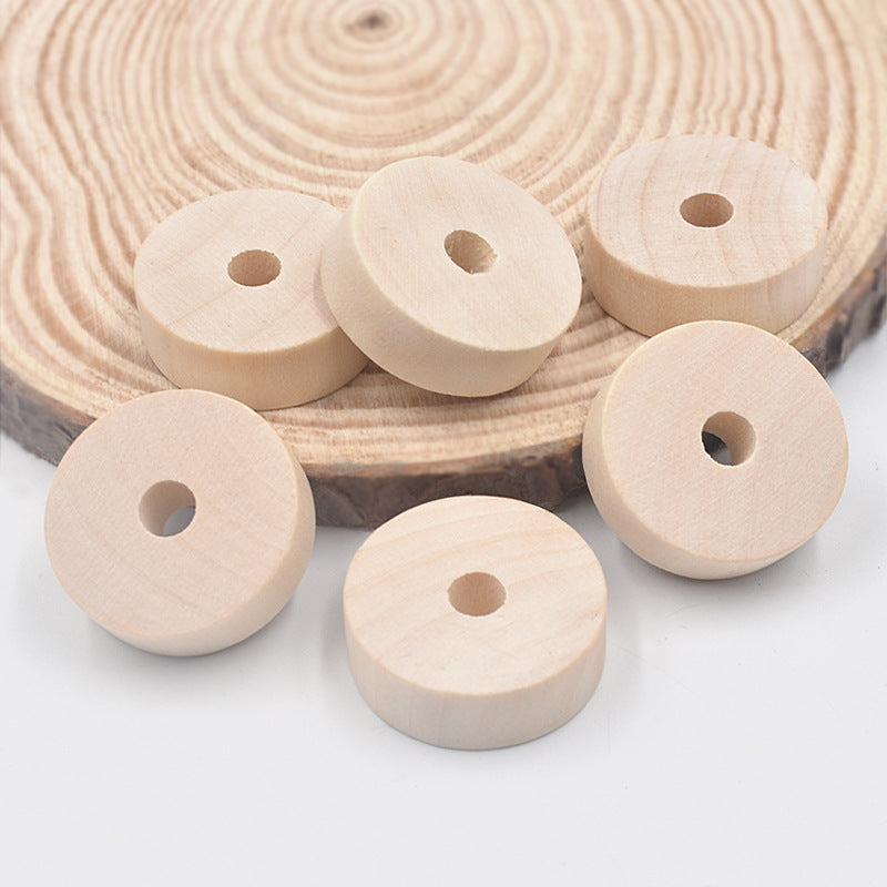 Wood Flat Spacer Beads 30mm Natural Wood Color 50pcs 3