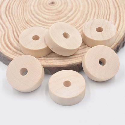 Wood Flat Spacer Beads 30mm Natural Wood Color 50pcs 3