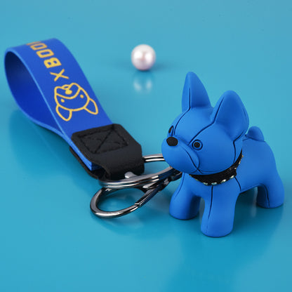 Colorful Resin Dog Keychain with Studded Collar Metal Charm 4