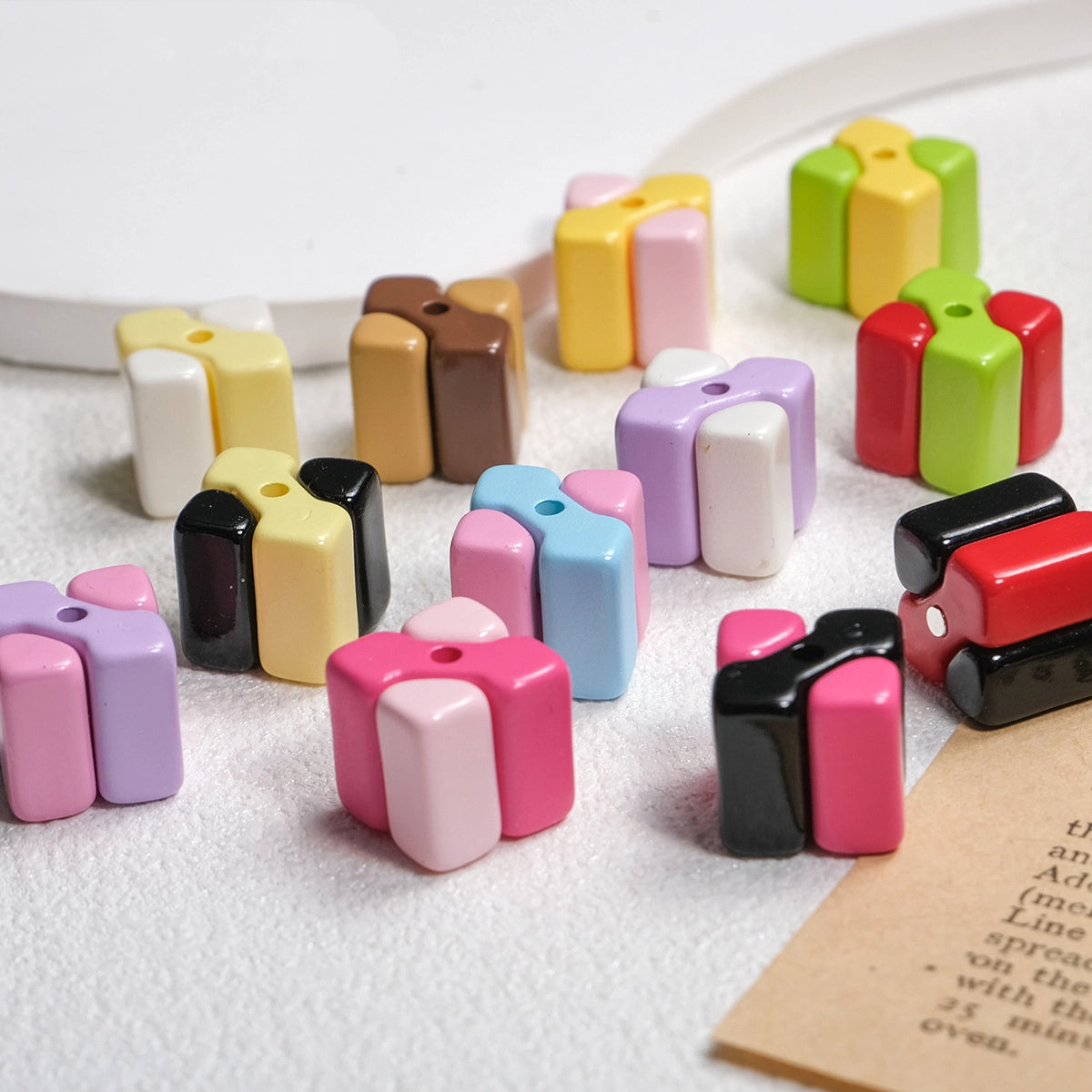 Square Acrylic Beads 14mm Building Block Part Mixed Colors 30pcs 2