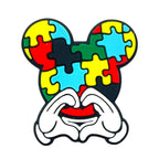 Silicone Focal Beads Puzzle Mickey Mouse Colorful Puzzle Piece Glove Hearts 20pcs