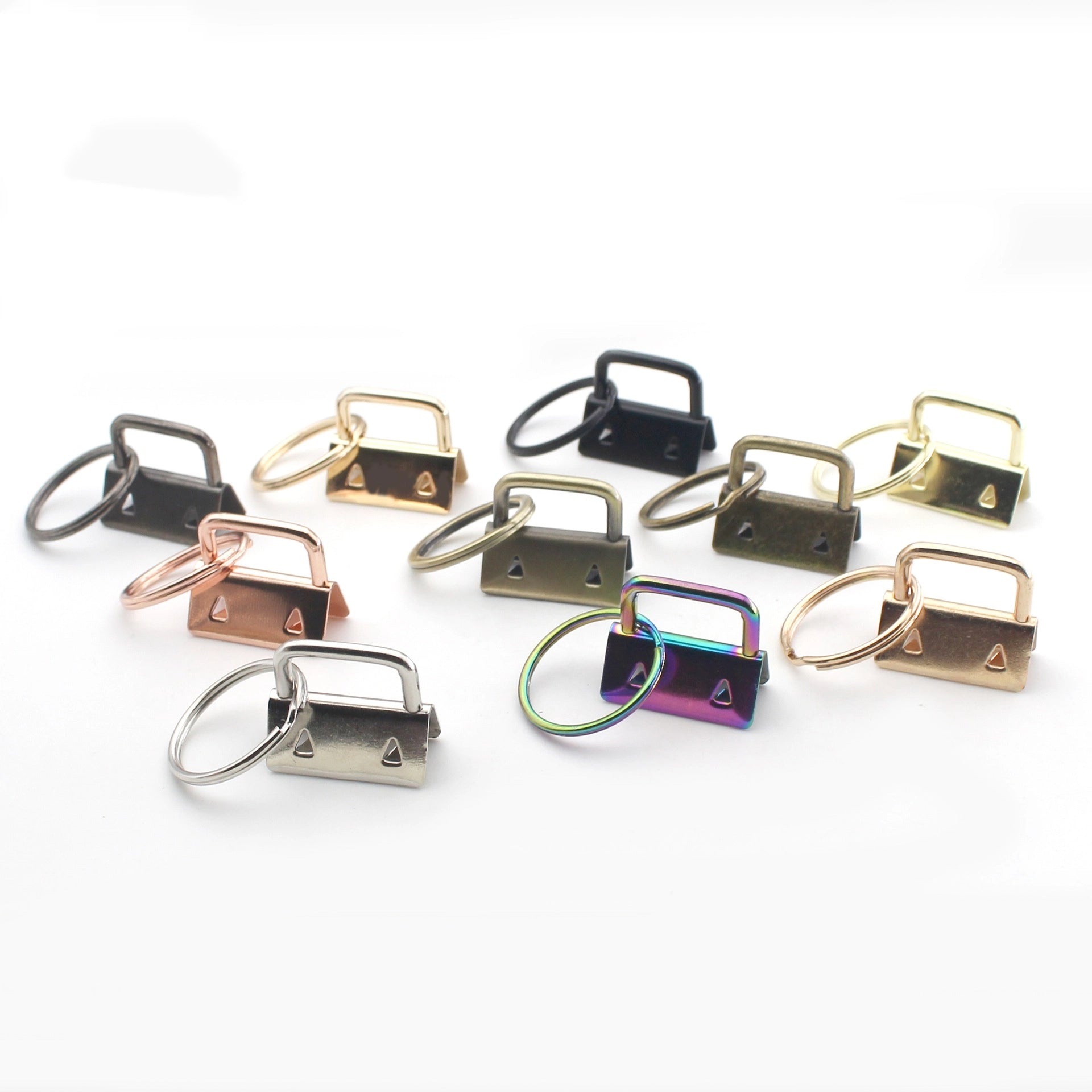 Iron Fob Keychain Clamps 25mm Various Finish Colors 10pcs 2