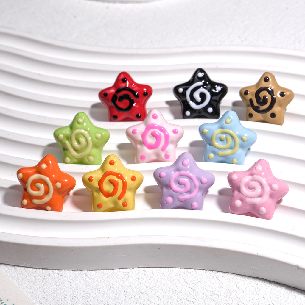 Spiral Pattern Starfish Acrylic Beads 20mm Glossy Mixed Colors 20pcs 2