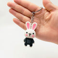 PVC Cartoon Rabbit Keychain Soft Rubber Cute Bunny Strap Charm 6