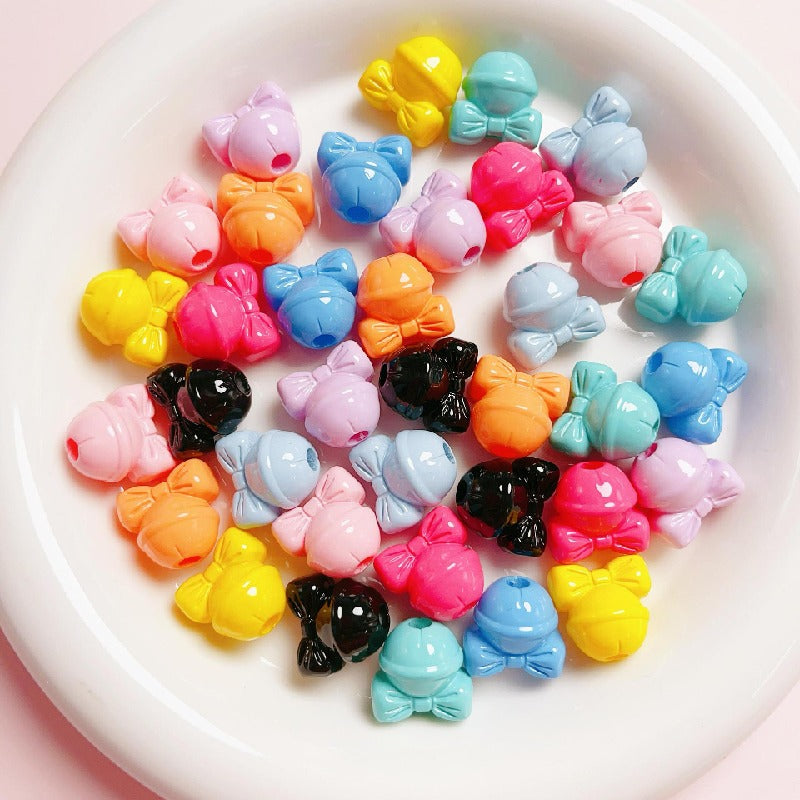 Bow Knot Bell Acrylic Beads 17mm Glossy Vibrant Colors 10pcs 5