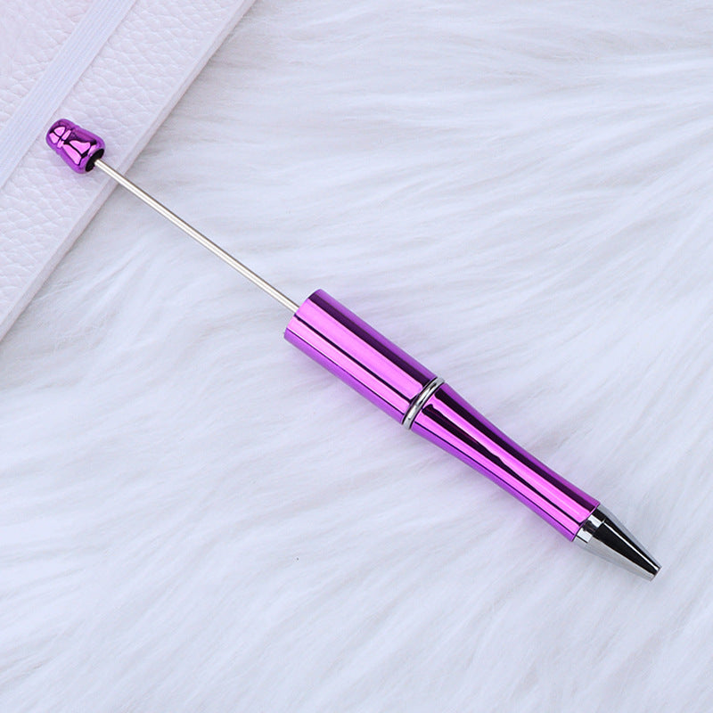Beadable Plastic Pens Wholesale, UV Electroplated Metallic Gradient Colorful Ballpoint, 11.5mm x 145mm