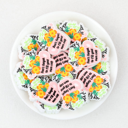 Pink Cup Flower Silicone Focal Beads 20pcs 2