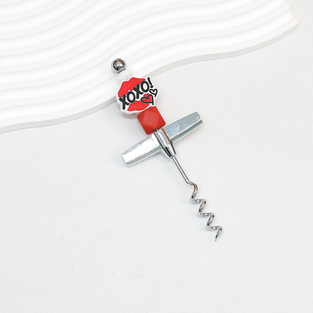 Beadable Wine Bottle Opener Aluminum Alloy Silver Tone