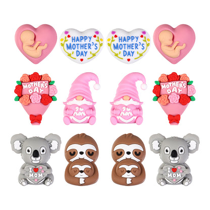 Silicone 3D Focal Beads Mother's Day Koala Bouquet Happy Mother's Day 20pcs