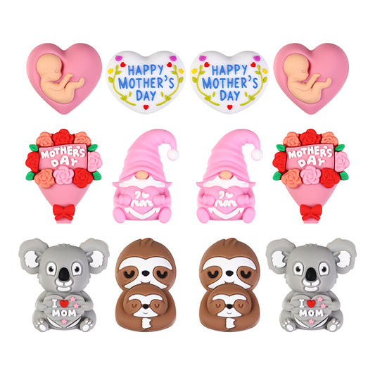 Silicone 3D Focal Beads Mother's Day Koala Bouquet Happy Mother's Day 20pcs