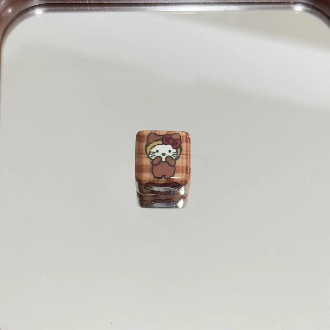 Hello Kitty Printed Acrylic Square Beads 14mm Chestnut Theme 10pcs 3