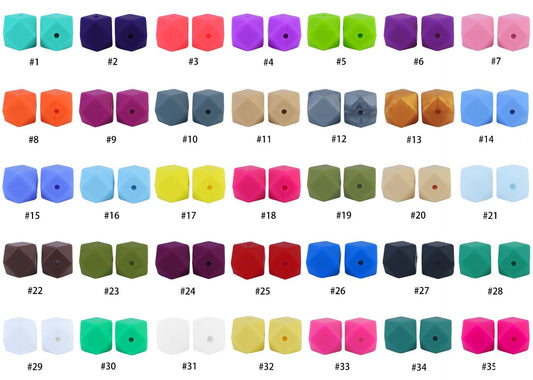 Hexagon 17mm Silicone Beads Multi Color Solid Design 50pcs 2