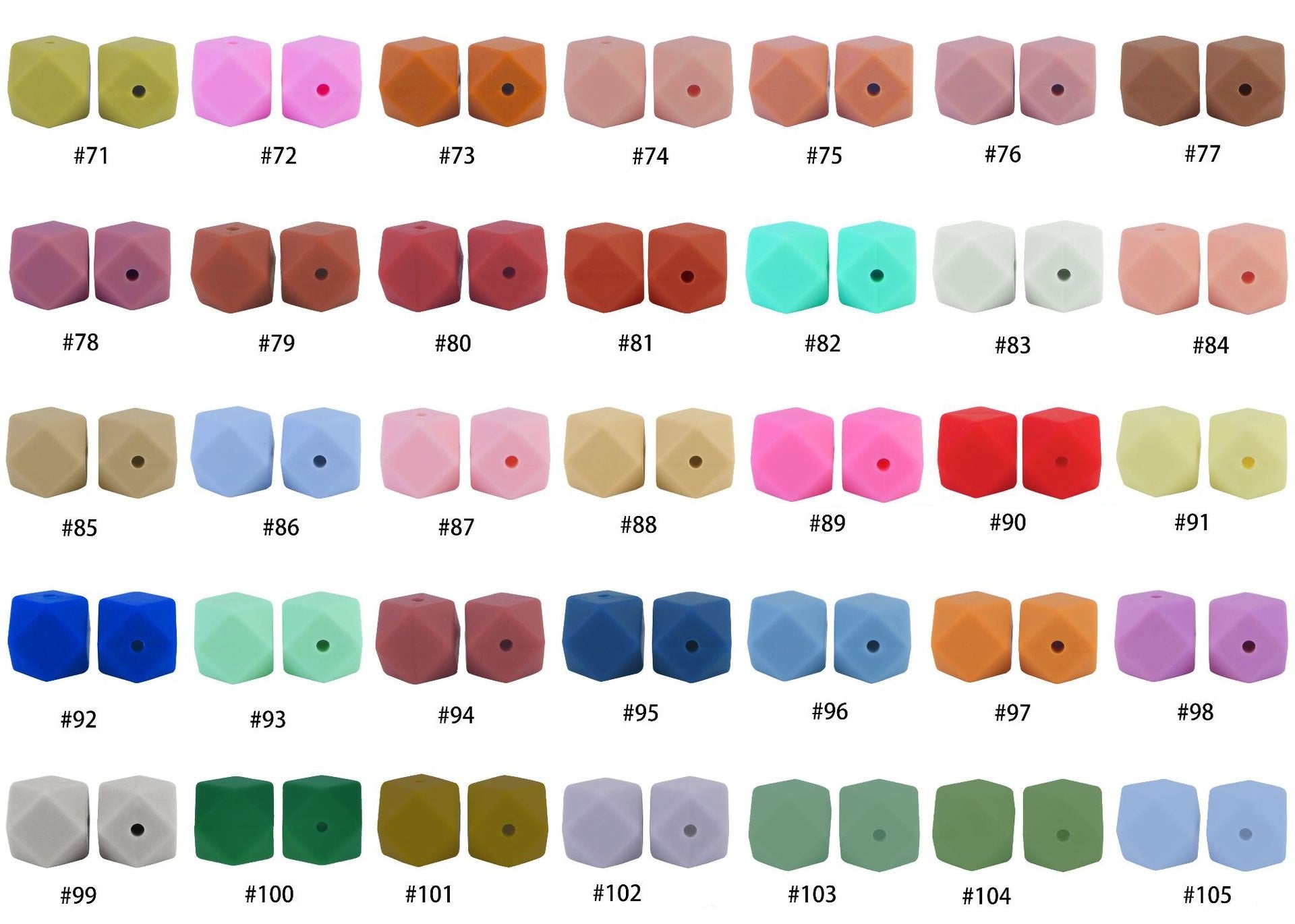 Hexagon 17mm Silicone Beads Multi Color Solid Design 50pcs 4