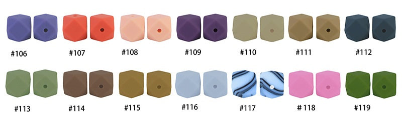 Hexagon 17mm Silicone Beads Multi Color Solid Design 50pcs 5