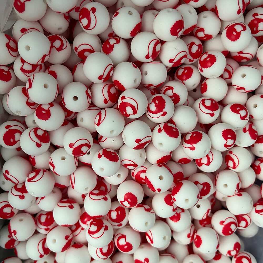 18-416#Christmas Printed Silicone beads