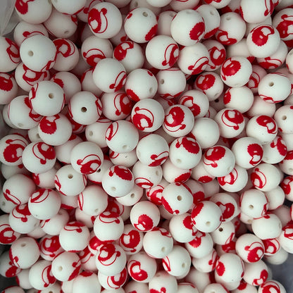 18-416#Christmas Printed Silicone beads