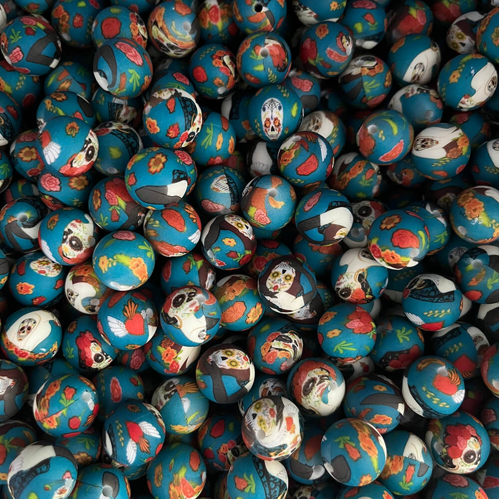 18 Halloween Printed Silicone Beads