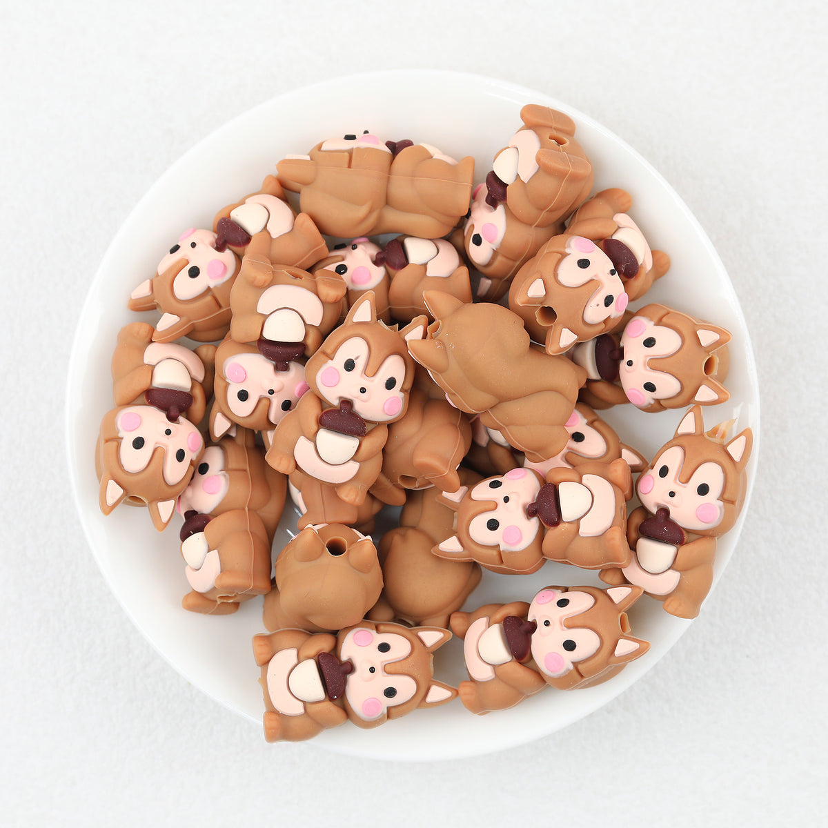  3D Blush Squirrel Silicone Focal Beads 20Pcs 2