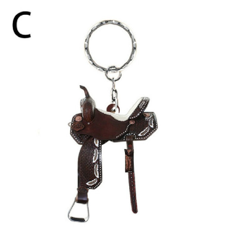 Acrylic Saddle Keychain Vintage Western Cowboy Style 7
